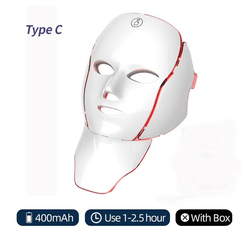 7-Color LED Face & Neck Mask | Wireless Photon Skin Rejuvenation Therapy