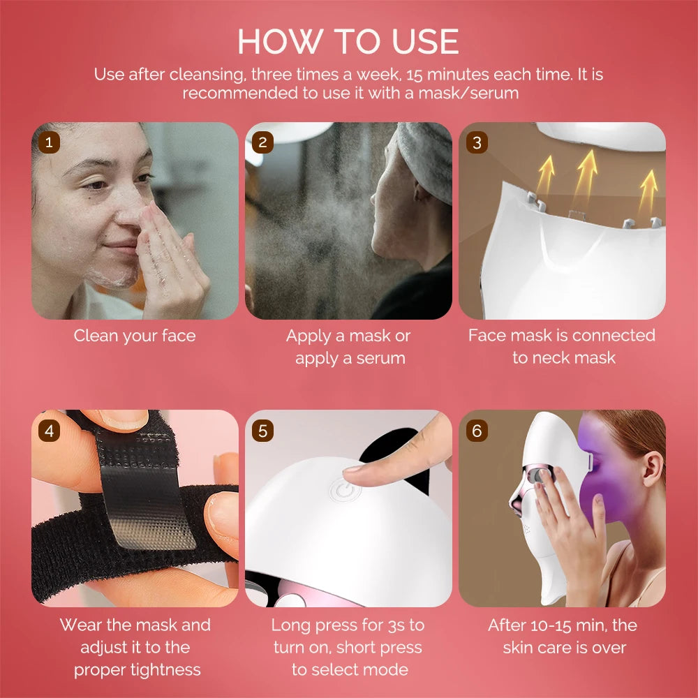 7-Color LED Face & Neck Mask | Wireless Photon Skin Rejuvenation Therapy