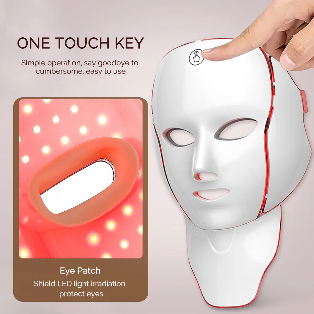7-Color LED Face & Neck Mask | Wireless Photon Skin Rejuvenation Therapy