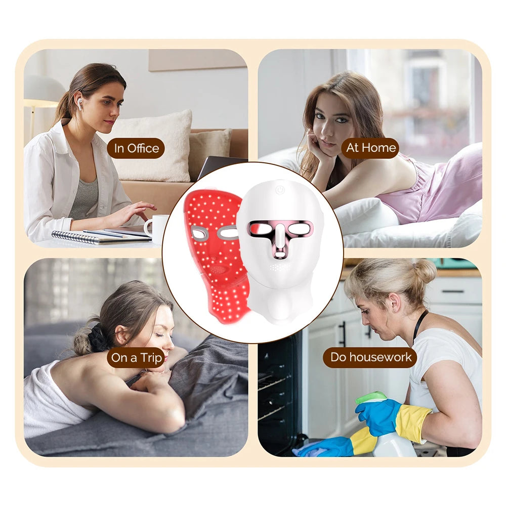 7-Color LED Face & Neck Mask | Wireless Photon Skin Rejuvenation Therapy