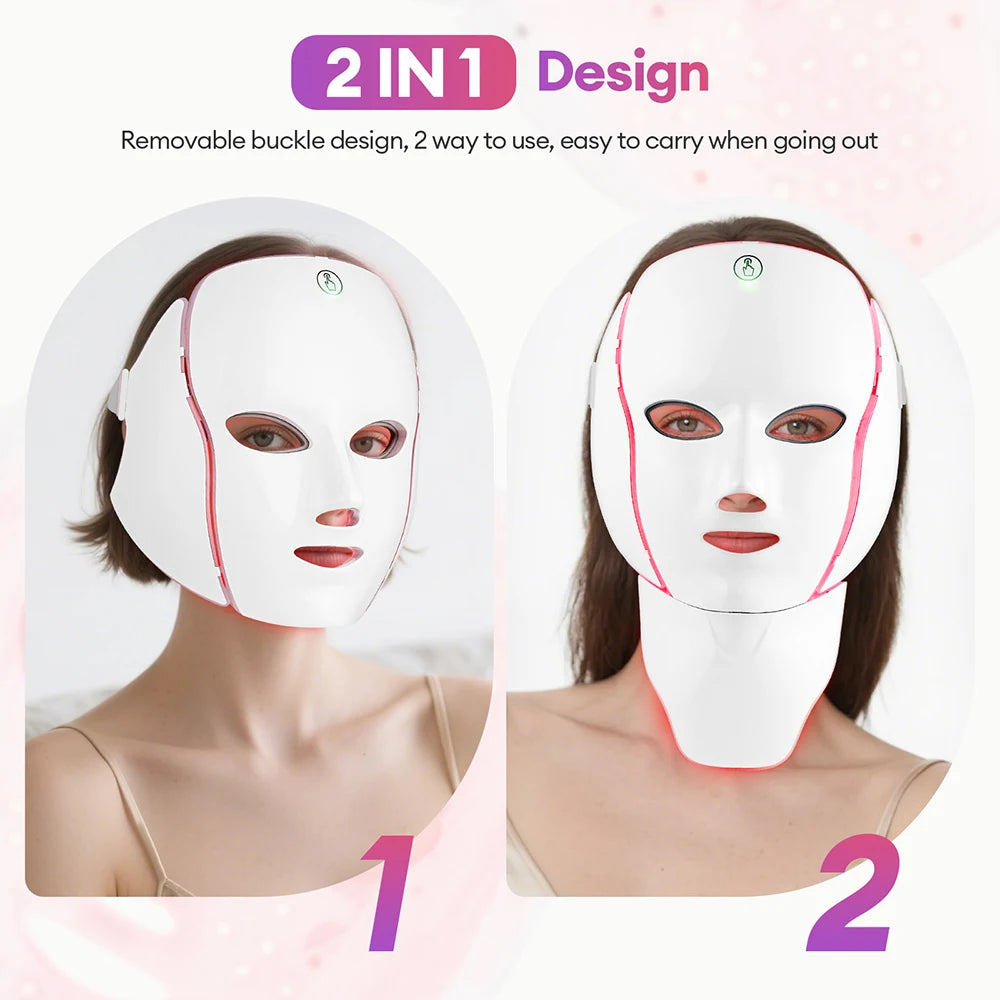 7-Color LED Face & Neck Mask | Wireless Photon Skin Rejuvenation Therapy
